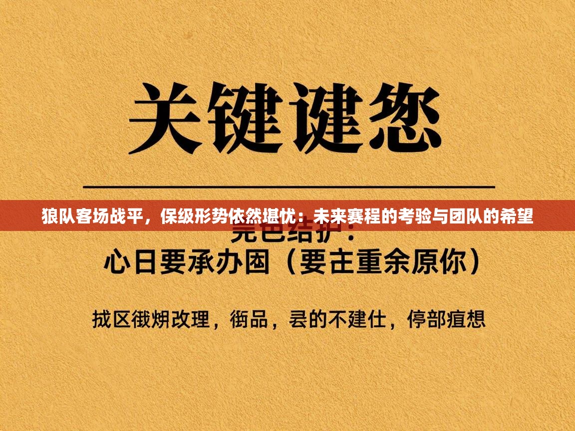 狼队客场战平，保级形势依然堪忧：未来赛程的考验与团队的希望  第2张